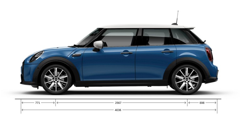 5-дверный хэтчбек MINI – вид сбоку – размеры